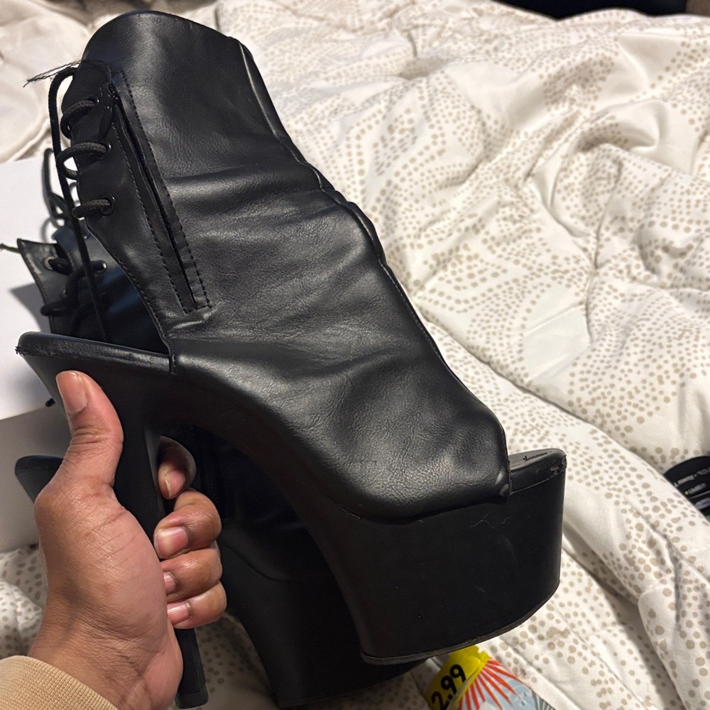 Pleaser Black Platform Lace-Up Shoes